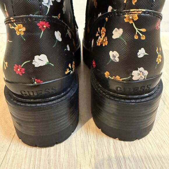 Guess Fearne Floral Black Combat Boots SZ 8.5 Vegan Leather Punk Grunge Emo Y2K - Picture 9 of 11